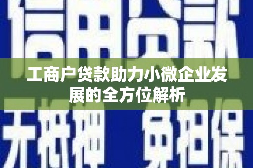 富裕工商户贷款助力小微企业发展的全方位解析